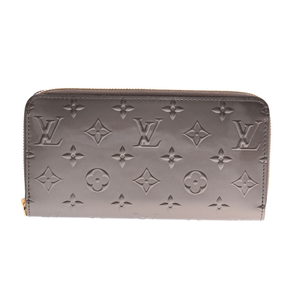 Louis Vuitton Vernis Patent Zippy Wallet Metallized Gray Monogram Long